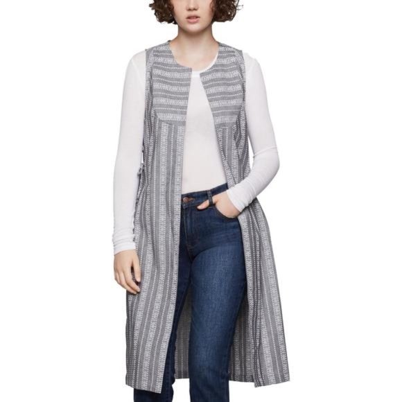 BCBGeneration Long Striped Embroidered Vest - Picture 1 of 6